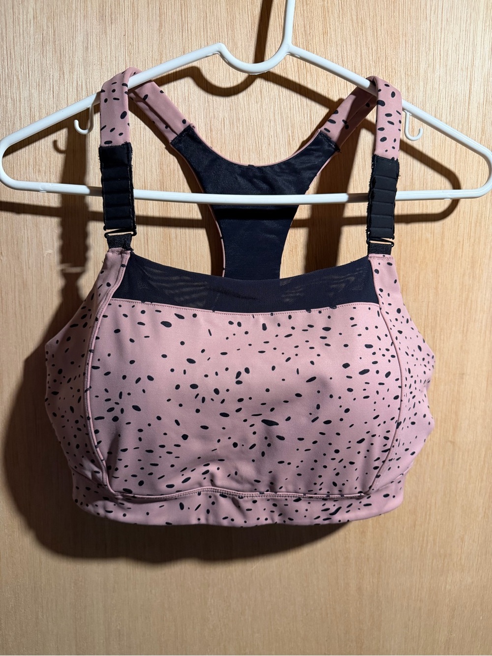 Oiselle Pink/black Speckle Racerback Sports Bra with Black Mesh